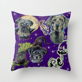 Spooky Scary Doggos Throw Pillow