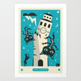 TAROT CARD CAT: THE TOWER Art Print