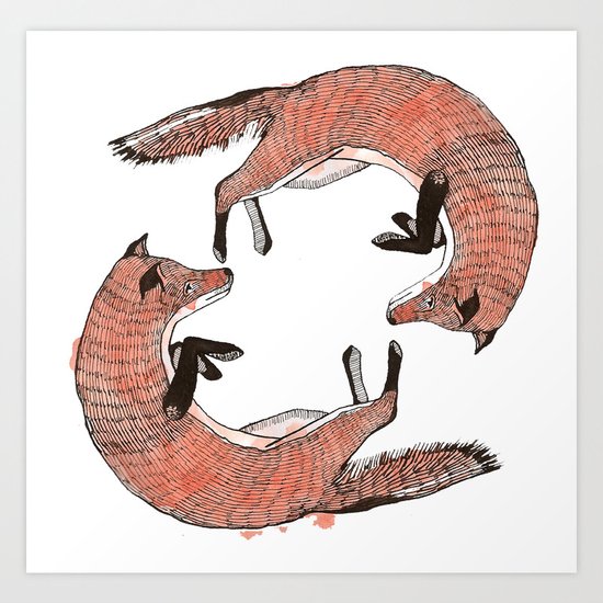Foxes Art Print