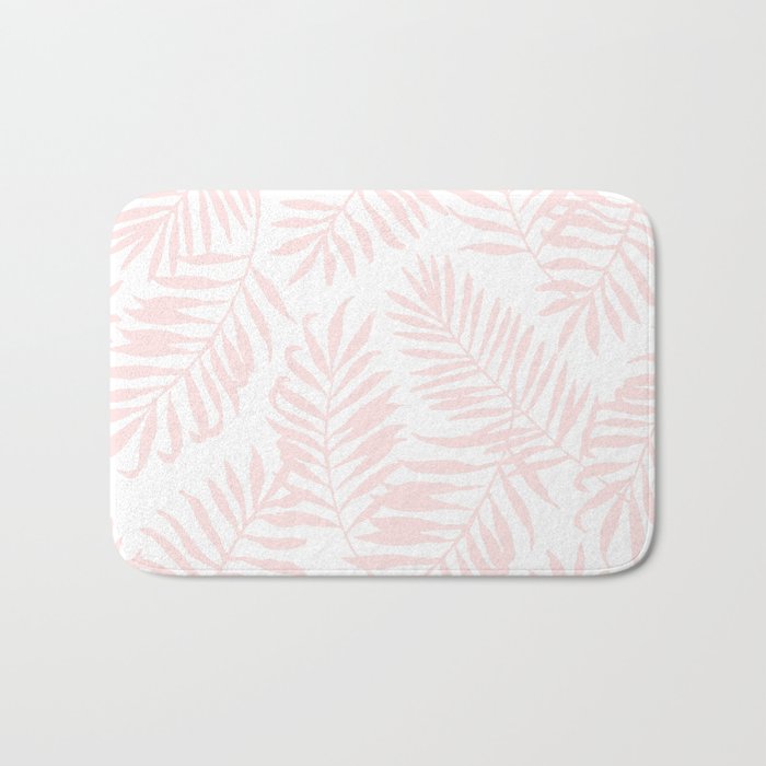 Tropical Palm Leaves - Pink Bath Mat