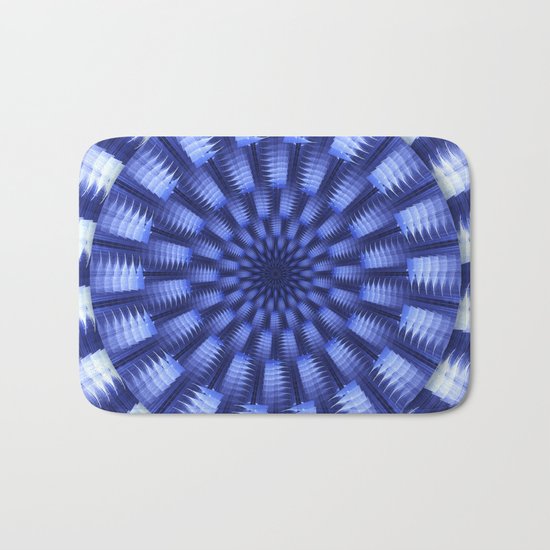 Round blue / white winter pattern design Bath Mat