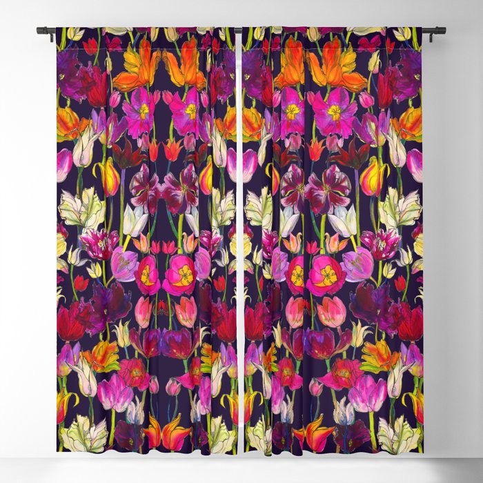 Pink and Orange Tulips Blackout Curtain