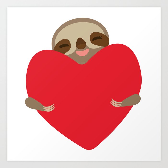 Download Valentines Day Card Funny Sloth With A Red Heart Art Print By Ekaterinap Society6