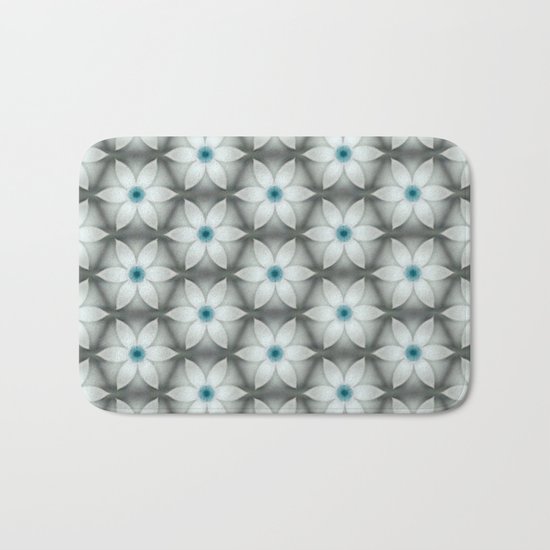 White Aqua Daisies Bath Mat