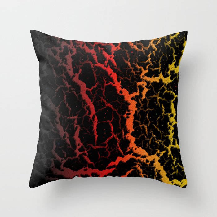 Cracked Space Lava - Black/Red/Gold Throw Pillow