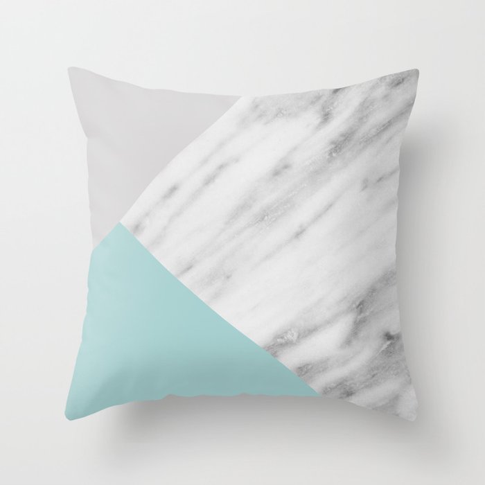 Ice Color Marble Collage Throw Pillow