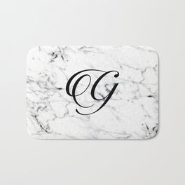 Letter G on Marble texture Initial personalized monogram Bath Mat