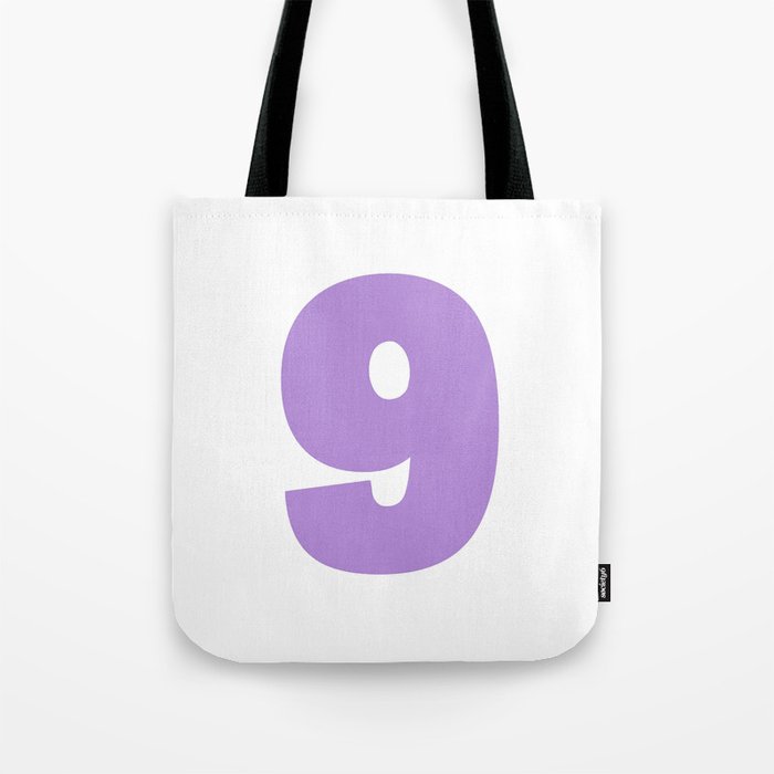 9 (Lavender & White Number) Tote Bag