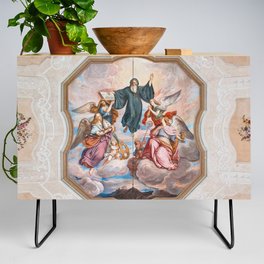 Ceiling Mural of St. Benedict's Hall  Credenza