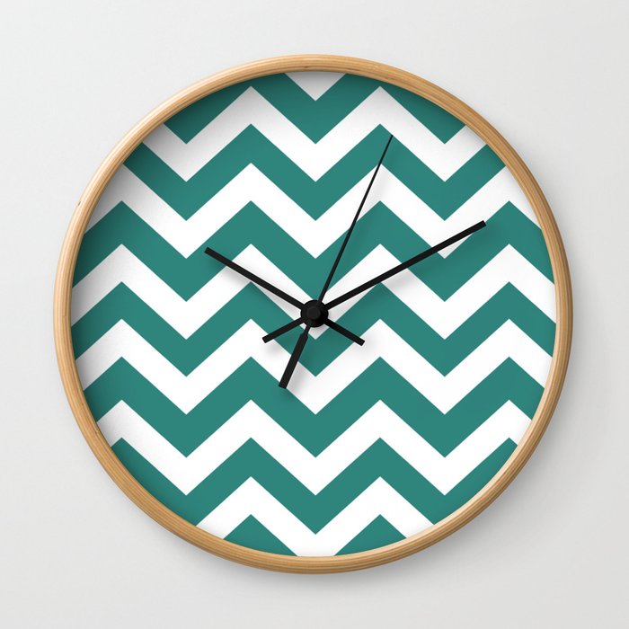 Celadon green - green color -  Zigzag Chevron Pattern Wall Clock