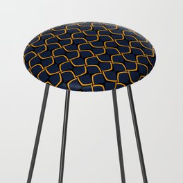 Geometric pattern no.2 with black, blue and gold Counter Stool