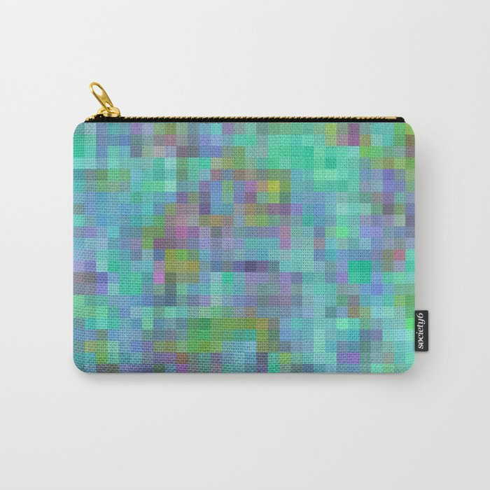 geometric square pixel pattern abstract in green blue pink Carry-All Pouch