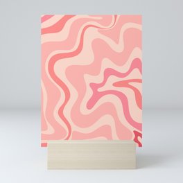 Retro Liquid Swirl Abstract in Soft Pink Mini Art Print