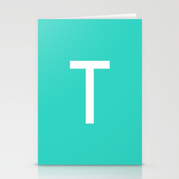LETTER T (WHITE-TURQUOISE) Stationery Cards
