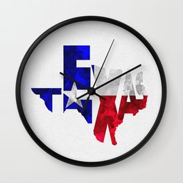 Texas Typographic Flag Map Art Wall Clock