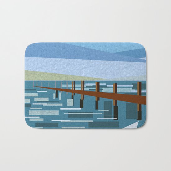 LOOKING AT THE SEA (abstract) Bath Mat
