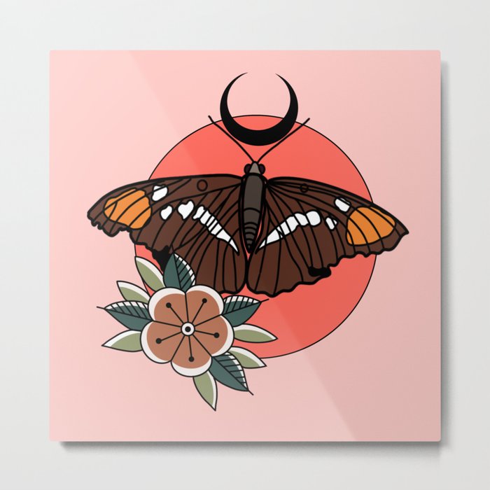 Moon Butterfly Metal Print