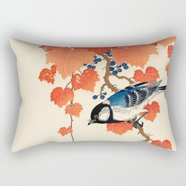Vintage Japanese Bird and Autumn Grapevine Rectangular Pillow