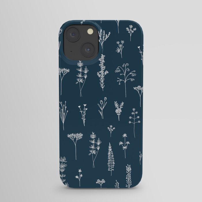 Wildflowers Pattern 2 - Petrol Blue iPhone Case
