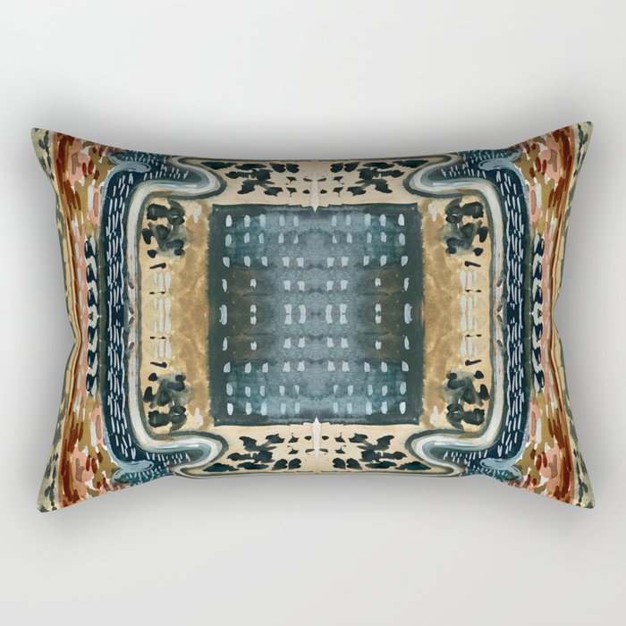 Hand Painted Vintage Kilim Rug Rectangular Pillow