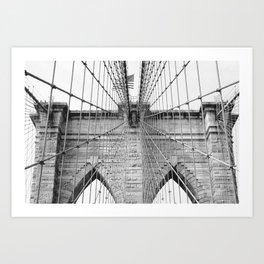 Black and white Brooklyn Bridge | travel photography New York city USA art print Art Print