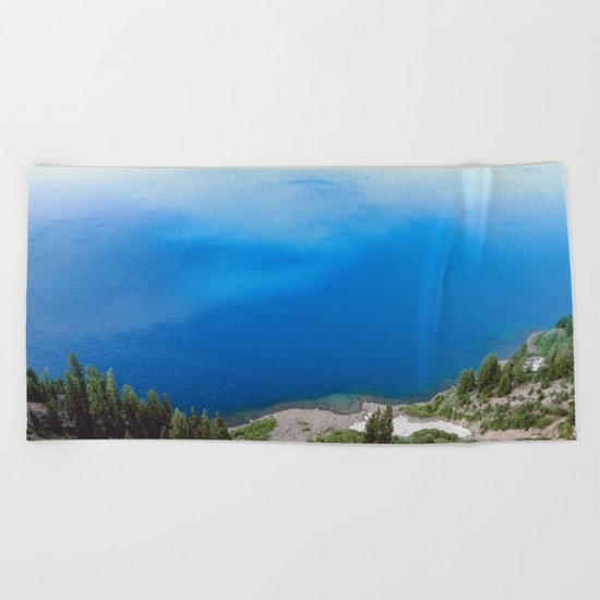 Crater Lake Cloud Reflection Beach Towel
