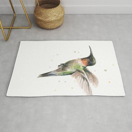 Hummingbird Watercolor Rug | Animalprint, Painting, Graphicdesign, Tropical, Bird, Cute, Green, Rubythroated, Abstract, Drawing 