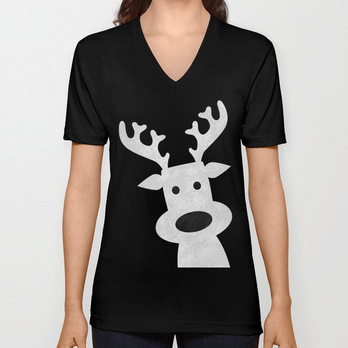 Christmas reindeer marble V Neck T Shirt