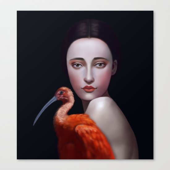 Miss Orange Stork Canvas Print