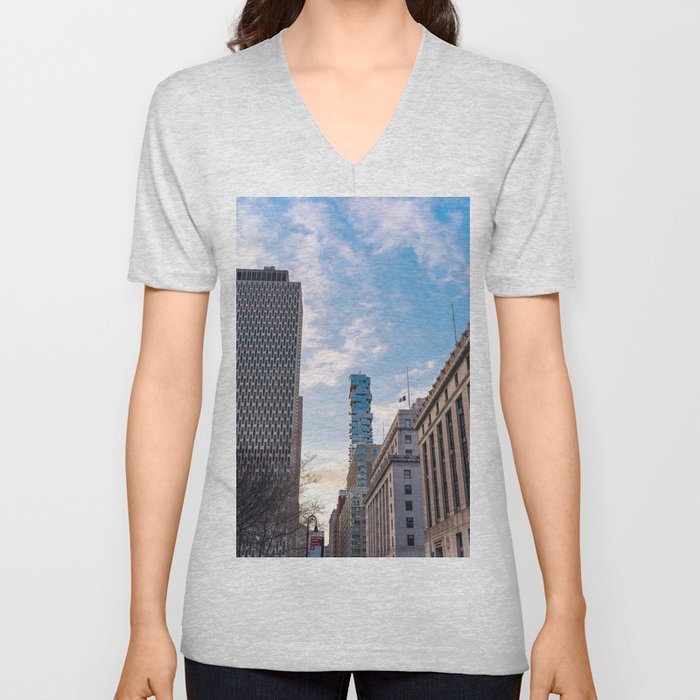 NYC Sunset V Neck T Shirt