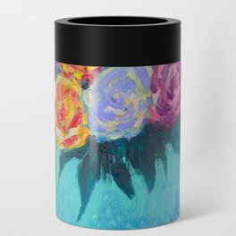 Floral finger painting Can Cooler