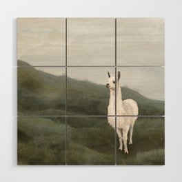 Llama in the Fog Wood Wall Art