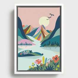Mountains Sunset Framed Canvas