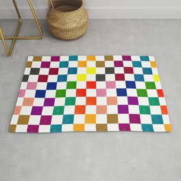 Rainbow checkerboard - color my world Area & Throw Rug