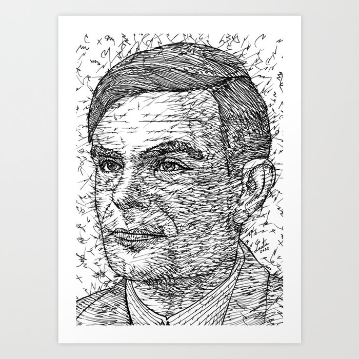 ALAN TURING ink portrait .1 Art Print