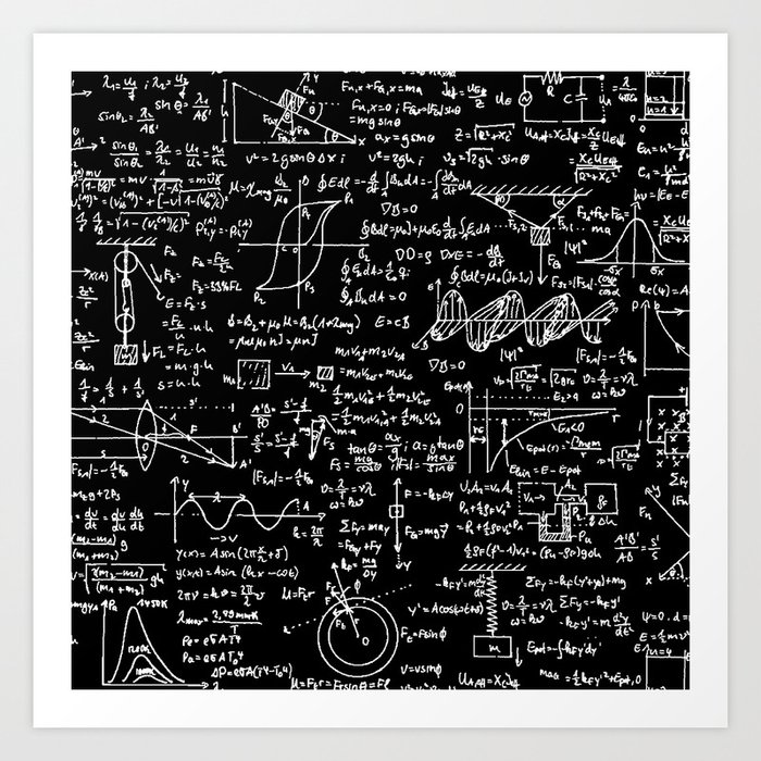 Physics Equations on Chalkboard Art Print by Thin Line Studio | Society6