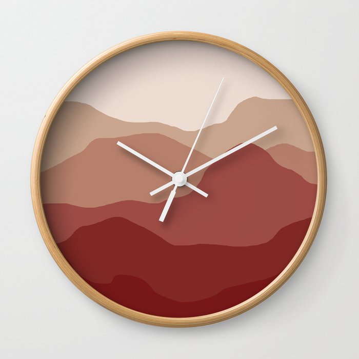 Red mountains Wall Clock