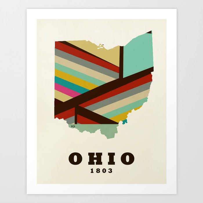 Ohio state map modern Art Print