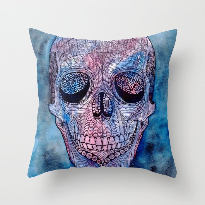 Patterned Skull Throw Pillow
