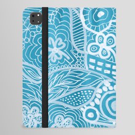 Turquoise Line Work iPad Folio Case