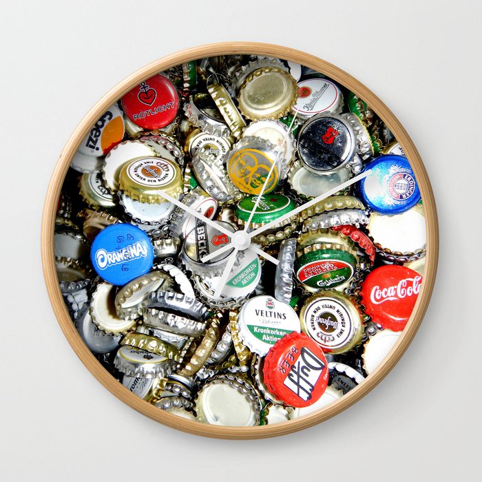 Bottle Caps Painting Vintage Wall Clock By Sirtorrart Society6