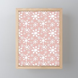 Pink White Flower Daisy Pattern Framed Mini Art Print