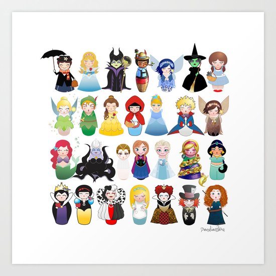 Kokeshis Fairy tales (new version) Art Print