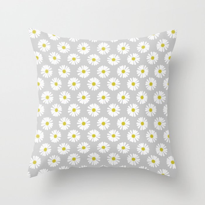 Daisies on Gray Throw Pillow
