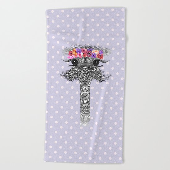 OSTRICH - FLOWER GIRL II Beach Towel