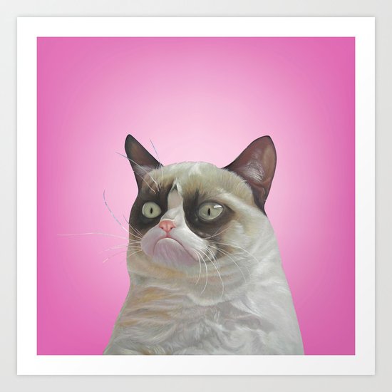 grumpy-cat-pink Art Print