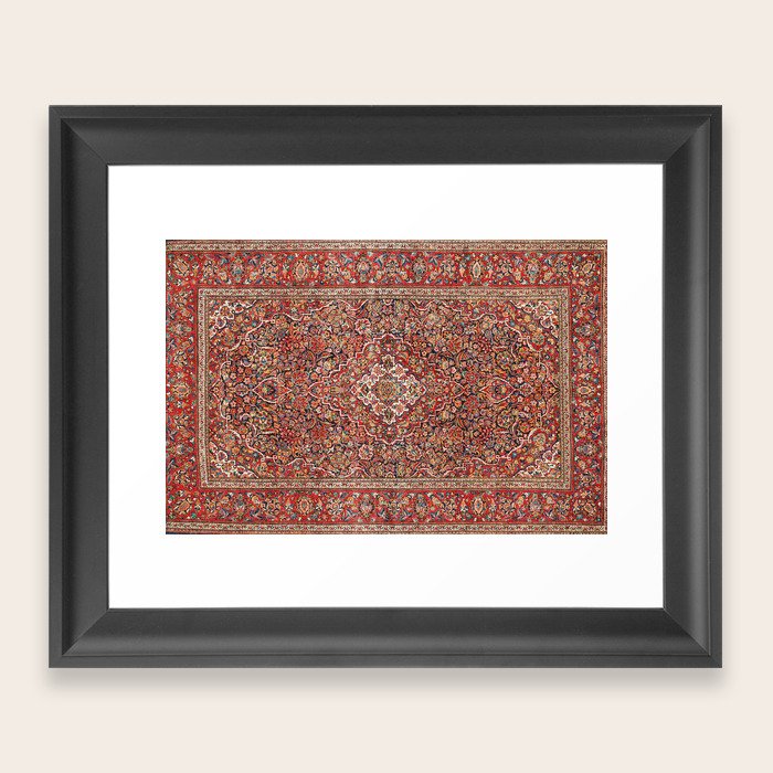 Kashan Antique Persian Rug Print Framed Art Print by Vicky Brago
