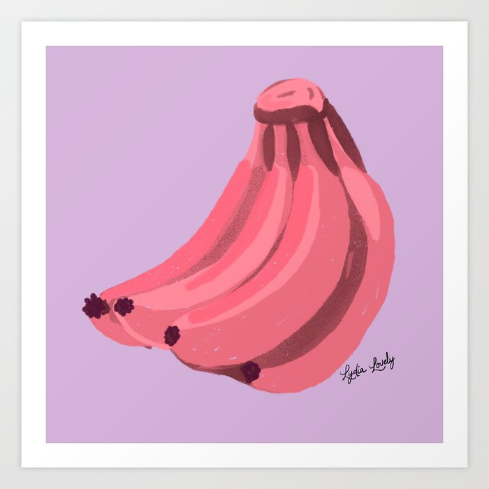 Bananas Pink- Lilac background Art Print