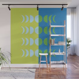 Moon Phases 23 in Blue Greenery Wall Mural