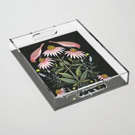 Echinacea and Finches Acrylic Tray